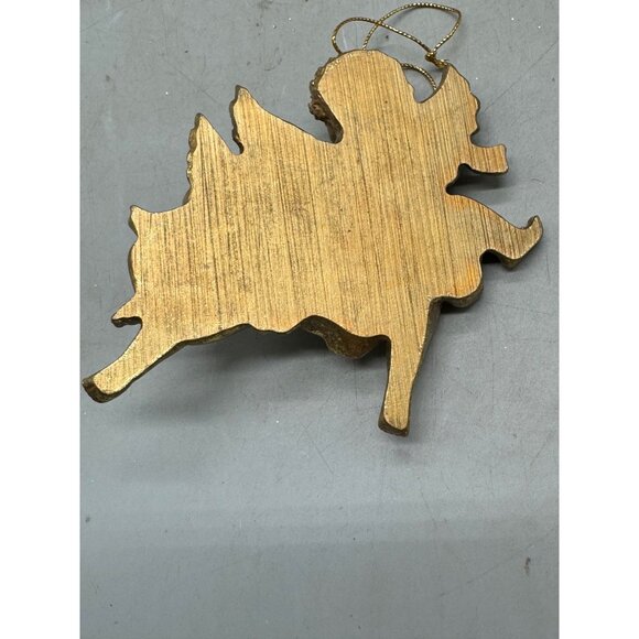 solid Gold 2 Cherubs Angel tree Ornament Decor Christmas 4" READ - Picture 4 of 5